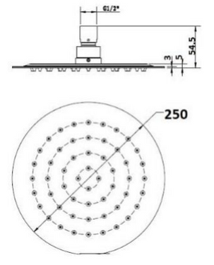 Elite | Round Matte Black Shower Head 250mm