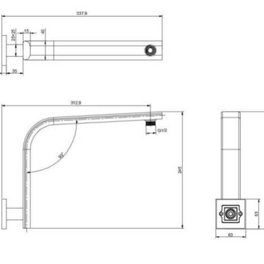 Piazza | Matte Black Curved Shower Arm 400mm