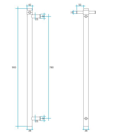 Thermo | Matt Black Round Vertical Single Heated Rail | W142xH900xD100mm