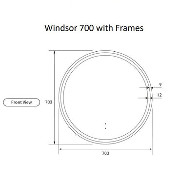 Aulic | Windsor 700 Touchless Round LED Mirror with Matte Black Frame