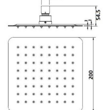 Piazza | Square Matte Black Shower Head 200x200mm