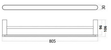 Elite | Double Towel Rail 800mm Brushed Gold