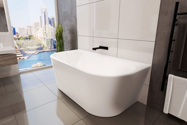 Alegra 1400 Back-to-wall Freestanding Bath (White)