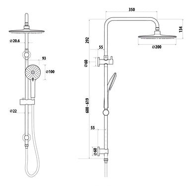 Elle | Twin Shower with Rail