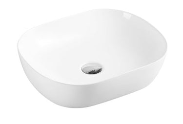 Evea 47 | Above Counter High Gloss White Oval Basin