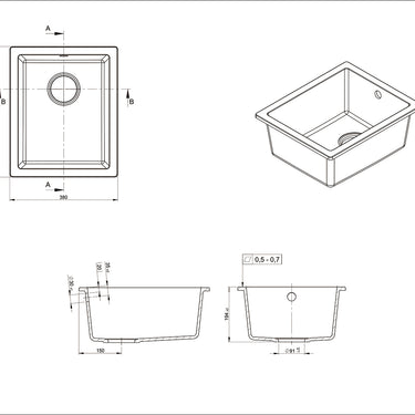 Como |  18L Single Bowl Granite Sink