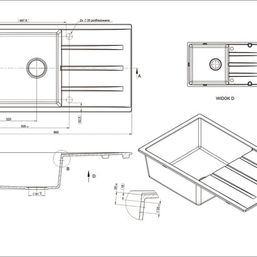 Dello | 30L Single Bowl Granite Sink With Drainer