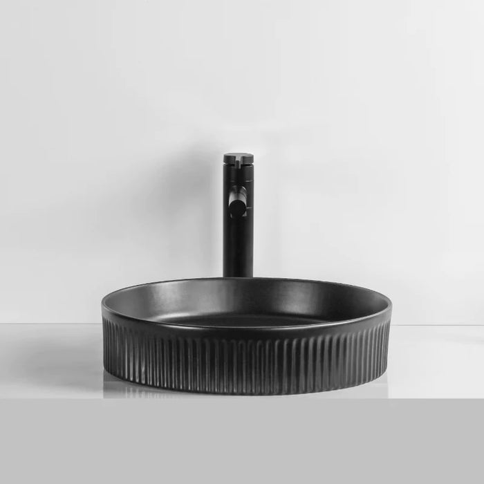 Infinity | Fluted Matte Black Round Above Counter Basin