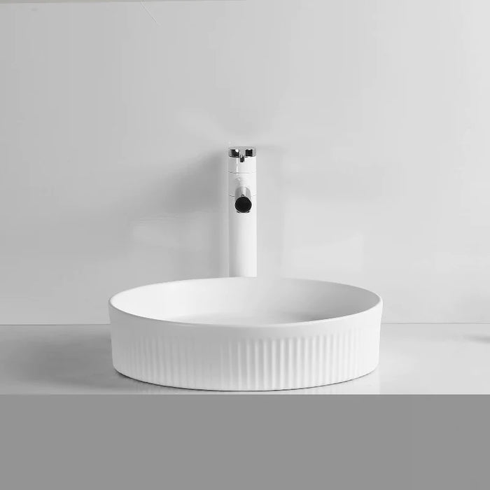 Infinity | Fluted Matte White Round Above Counter Basin