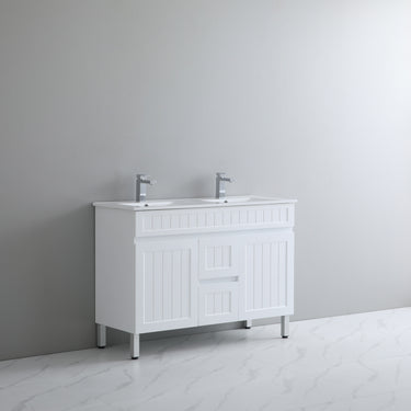 Acacia | 1200 Matte White Double Bowl Vanity On Legs
