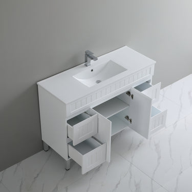 Acacia | 1500 Mate White Single Bowl  Vanity Leg