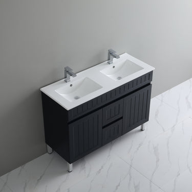 Acacia | 1200 Matte Black Double Bowl Vanity On Legs