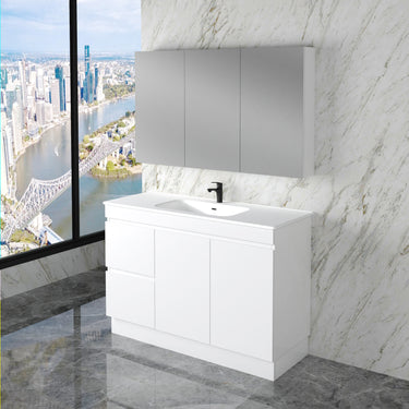 Less | 1200mm Single Bowl Vanity Gloss White