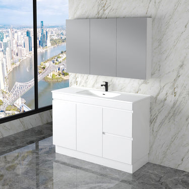 Less | 1200mm Single Bowl Vanity Gloss White