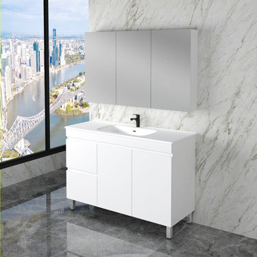 Less | 1200mm Single Bowl Vanity Gloss White