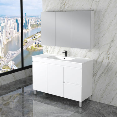 Less | 1200mm Single Bowl Vanity Gloss White