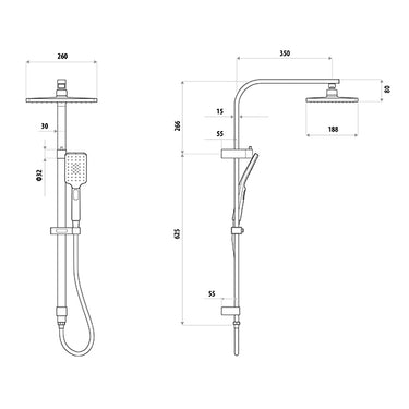 Liberty | Chrome Twin Shower With Rail