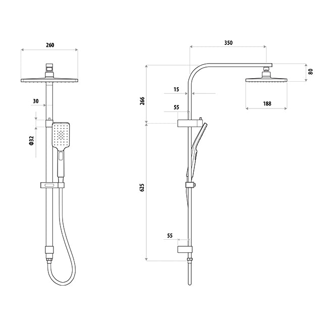 Liberty | Black Twin Shower With Rail