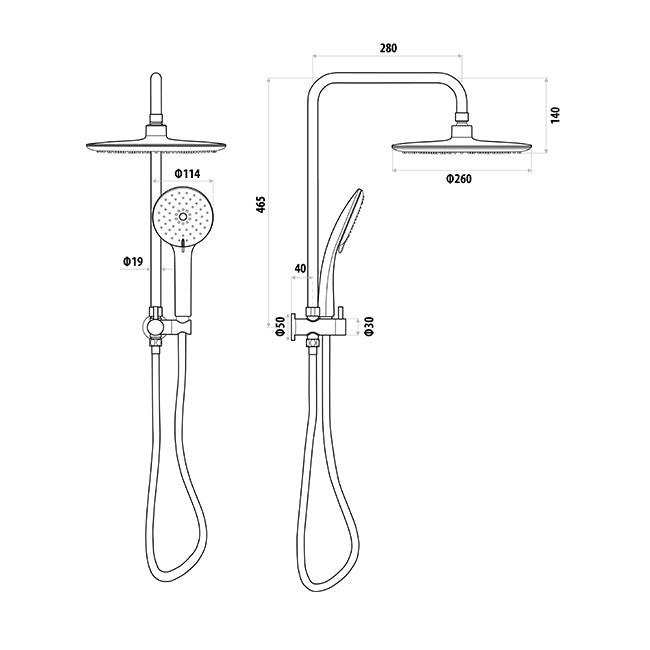 Loui | Gun Metal Twin Shower