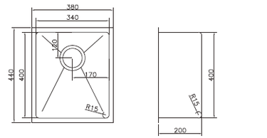 Handmade | Single Bowl Round Corner Sink 440 X 380 X 200 X 1.2mm