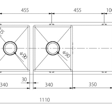 Handmade | 1110mm Double Bowl Stainless Steel Sink
