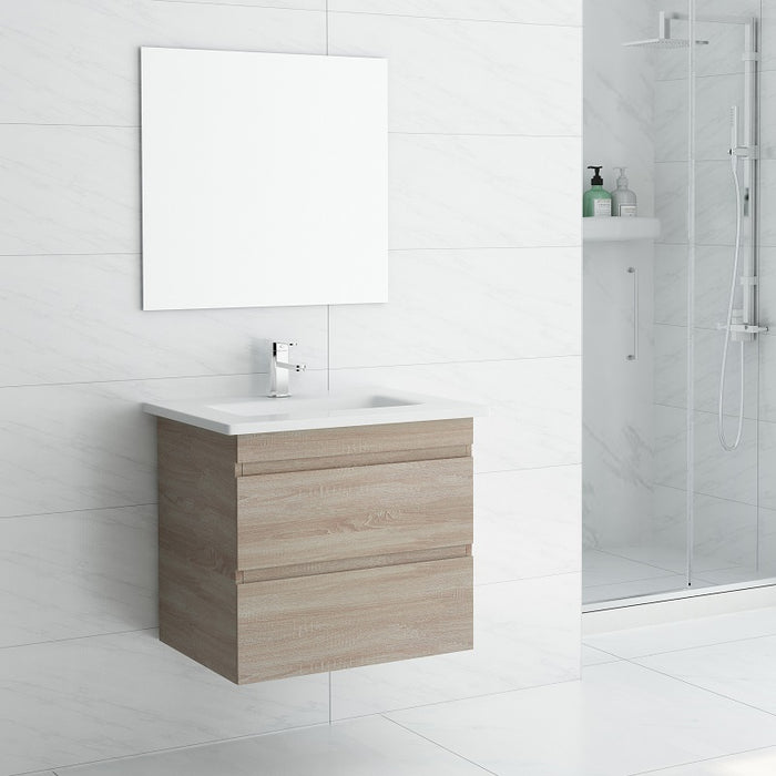 Forest Oak | 600mm Double Draw Wall Hung Vanity