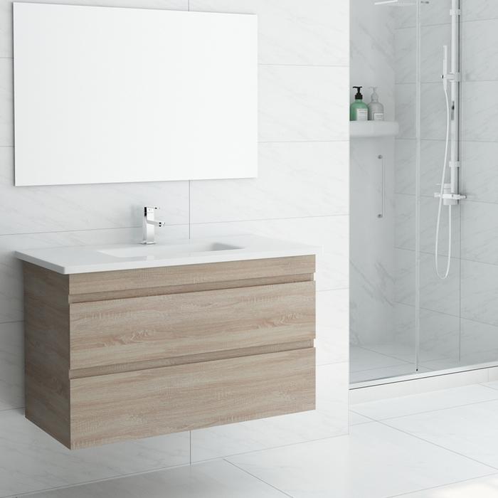 Forest Oak | 900mm Double Draw Wall Hung Vanity