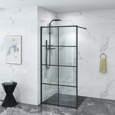 1200 x 2000 mm Black Fixed Shower Screen Panel - Acqua Bathrooms