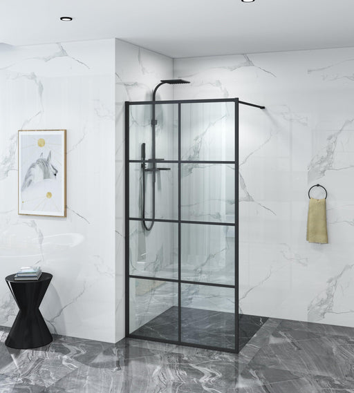 1000 x 2000 mm Black Fixed Shower Screen panel - Acqua Bathrooms