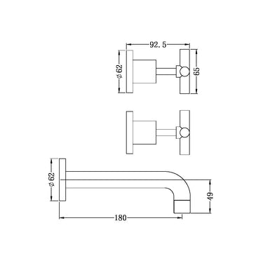 Nero | X Plus Brushed Gold Bath Set Assembly