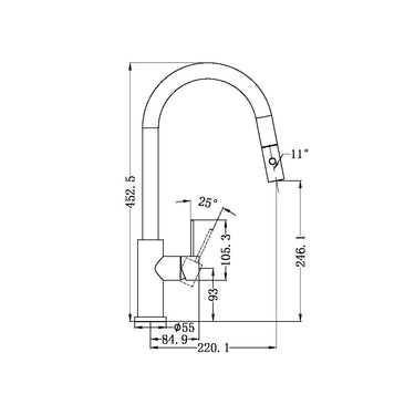Mecca | Chrome Pull out sink mixer with vegie spray function