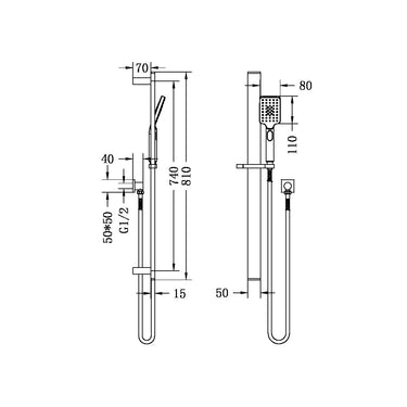 Nero | Bianca/Celia Chrome Rail Shower