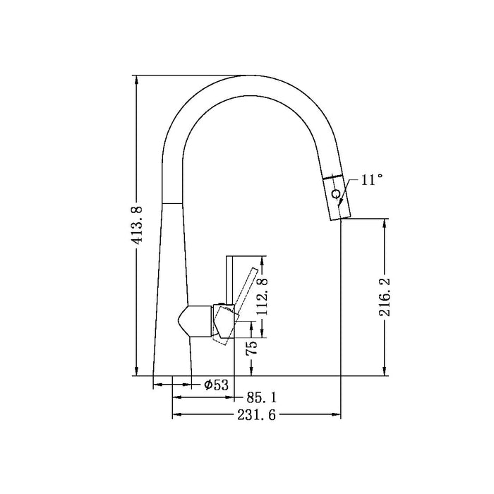 Dolce | Matte Black Kitchen Pull  Out Sink  Mixer With Vegie Spray Function