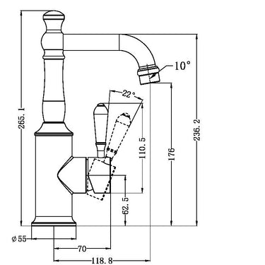 York  |  Aged Brass Basin Mixer With Metal Lever