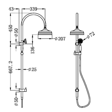 York | Chrome Twin Shower With Metal Hand Shower
