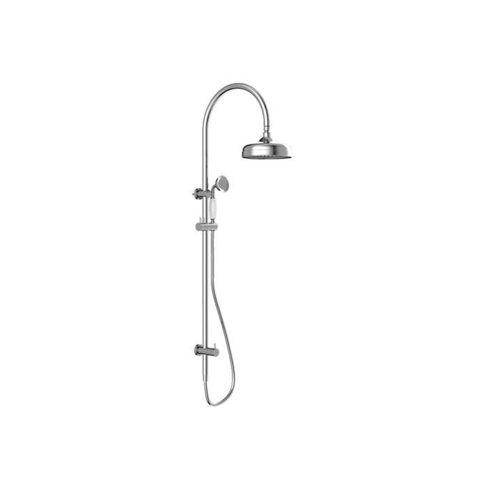 York |  Chrome Twin Shower With White Porcelain Hand Shower