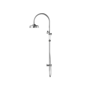 York |  Chrome Twin Shower With White Porcelain Hand Shower