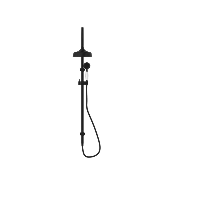 York |  Black  Twin Shower With White Porcelain Hand Shower