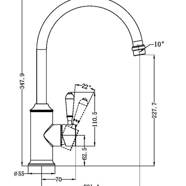 York | Black Kitchen Mixer Goosneck Spout With Metal Lever