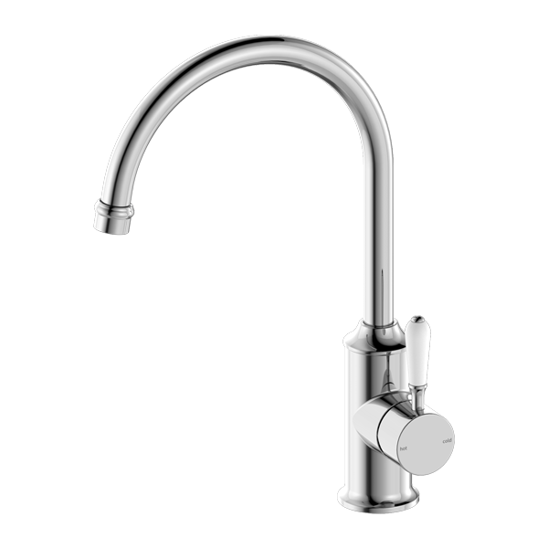 York | Kitchen Mixer Goosneck With White Porcelain Lever