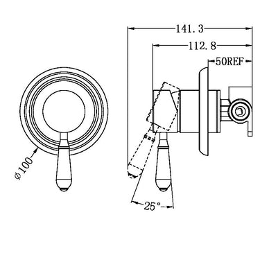 York | Black Shower Mixer With White Porcelain Lever