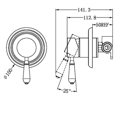 York | Aged Brass Shower Mixer With White Porcelain Lever