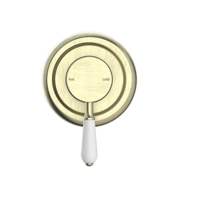 York | Aged Brass Shower Mixer With White Porcelain Lever