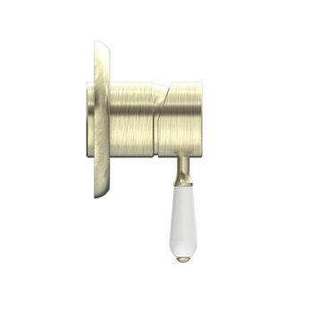 York | Aged Brass Shower Mixer With White Porcelain Lever