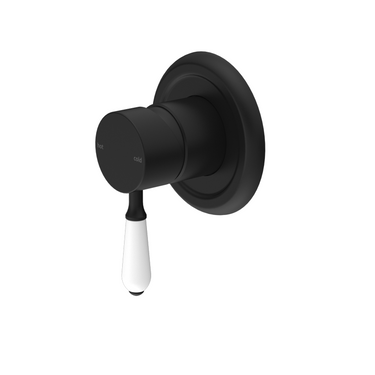 York | Black Shower Mixer With White Porcelain Lever