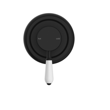 York | Black Shower Mixer With White Porcelain Lever