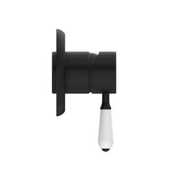 York | Black Shower Mixer With White Porcelain Lever