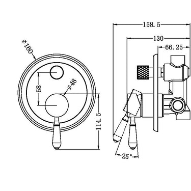 York | Chrome Shower Mixer With Divertor With Metal Lever