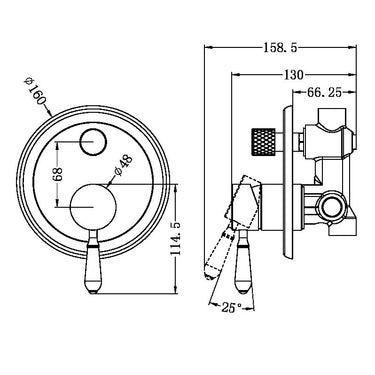 York | Aged Brass Shower Mixer With Divertor With Metal Lever