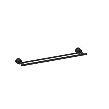 York | Black Double Towel Rail 600mm